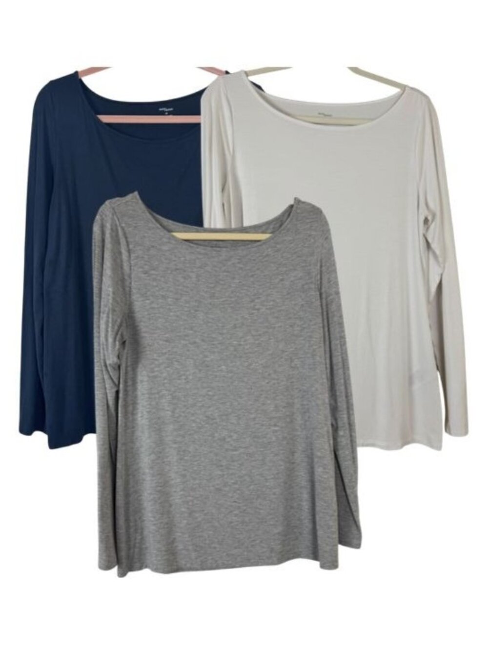 Daily Ritual Lot of 3 Long Sleeve T Shirts Size Lrg Black White Grey Casual Yoga